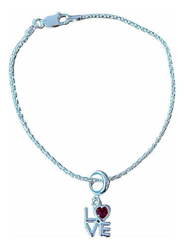 Pulsera Plata Con Charm Dije Love, Amor