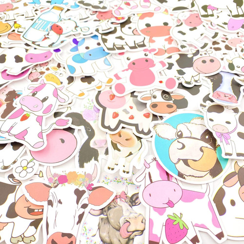 Aowplc Paquete De 50 Pegatinas De Vaca, Vinilo Impermeable,