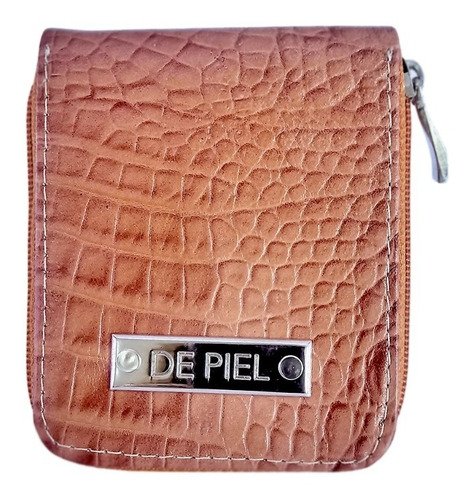 Billetera De Cuero Con Cierre Marron