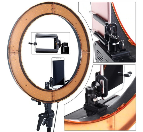Imagen 4 de 10 de Aro Luz Led 240 Focos 18 PLG Tripie Video Maquillaje