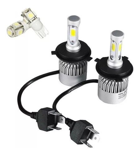 Kit Bi Led Cree Cob Auto H4 Alta Baja 40w 16000lm + 2 T10