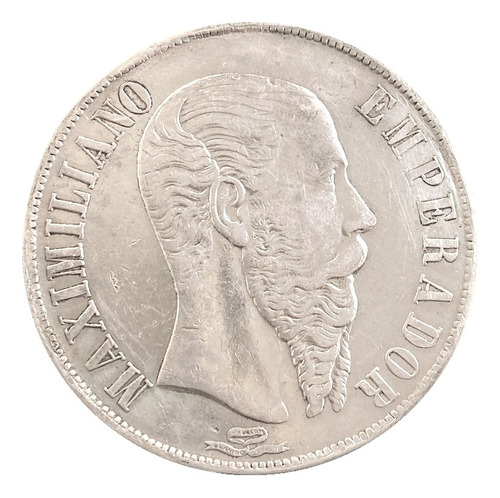 Moneda Un Peso Maximiliano Plata Original 1866 Mo 