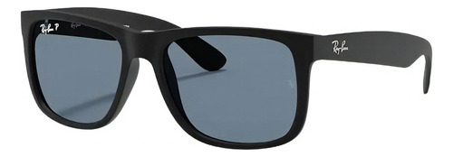 Óculos de sol polarizados Ray-Ban Justin Classic RB4165 LARGE armação de náilon cor matte black, lente blue de policarbonato clássica, haste matte black de náilon - RB4165