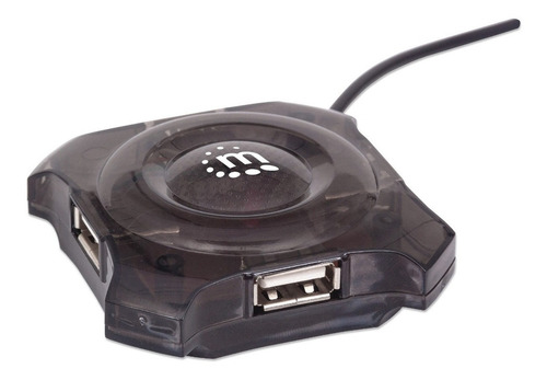 Concentrador Mini Hub Manhattan Usb 4 Ptos Negro 162272 /vc