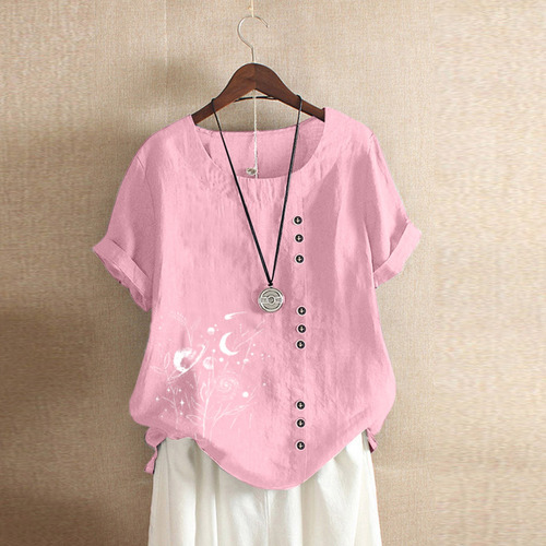 Ropa De Cama Casual Con Botones Holgados Para Mujer, Talla G