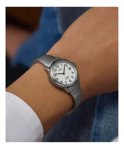 Reloj Timex Mujer Correa Extensible Easy Reader De 25mm Plateado
