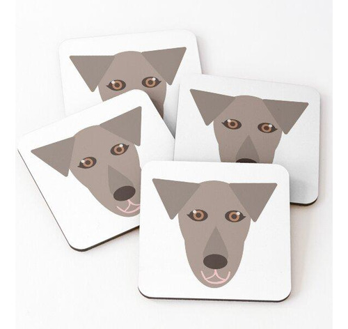 Set Posavasos Vista Sabueso Whippet Cachorro Cara De Perro C