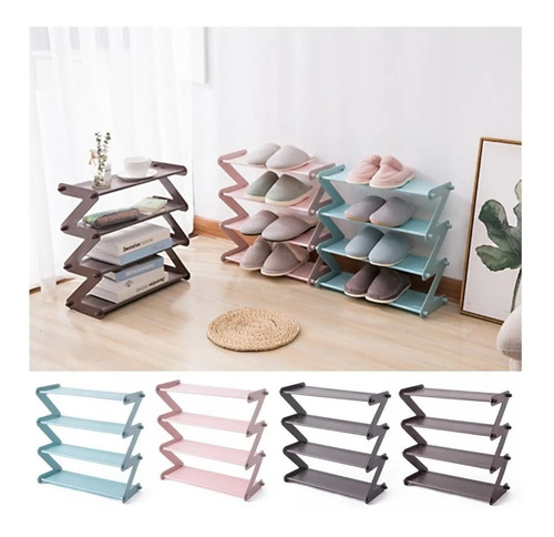 Imagen 4 de 9 de Zapatera Organizador Zapatos Rack Shoes 4 Niveles 8 Pares