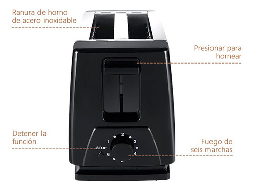 Tostadora 2 Rebanadas Mini Horno Para Bagel Pan Desayuno Negro