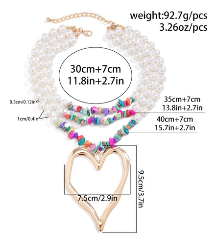 Collar Con Colgante De Corazón Grande De Amor Multicapa Para