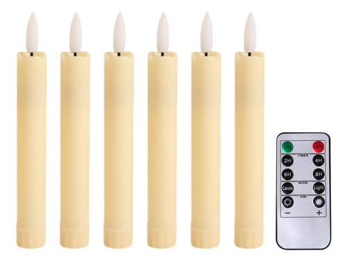 6 Piezas De Velas De Pilar Led Velas Cónicas Sin Llama