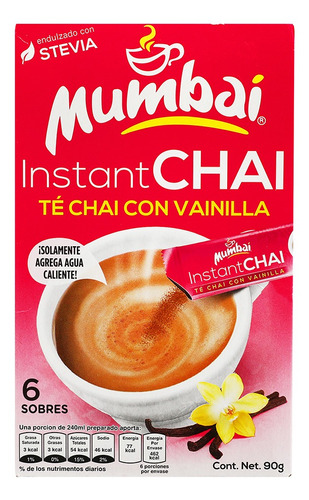 Té Chai Vainilla Gourmet Instantaneo 3 Cajas 6 Sobres