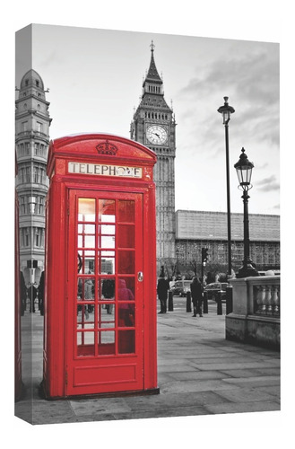 Cuadro Canvas Londres Inglaterra Cabina Teléfono Rojo 90x60