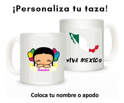 Taza Muñeca Mexicana Lele Personalizada Cantarito Cafe #3