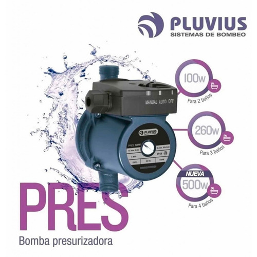 Bomba Presurizadora Pluvius Pres 100w Abastece 2 Baños 220v tanque elevado