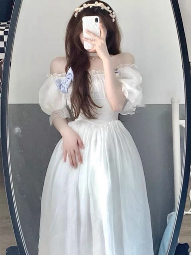 Vestido Blanco Retro Coreano Chic Princess De Diseñador Casu