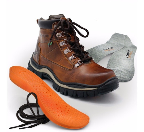 Bota Masculina Azimute + Kit Brinde (meia-palmilha-cadarço) 