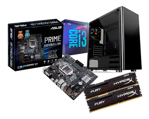 Kit Processador I3 9100 H310m-e 2x4gb Gabinete  V200