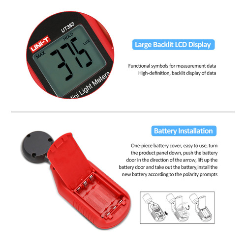 Lumens Uni-t Meter Lux Light Ut383 Medidor Mini Iluminâmetro