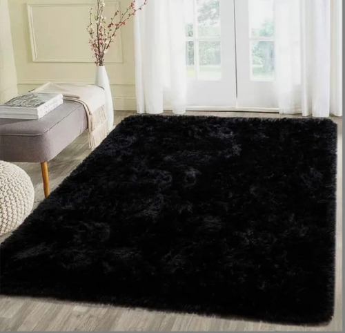 Alfombra Pelo Largo Suave Negro 2,80x1,90 Aprox.