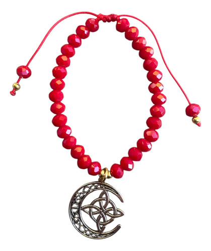 Paquete De 5 Pulseras Nudo De Bruja Con Luna Rojo