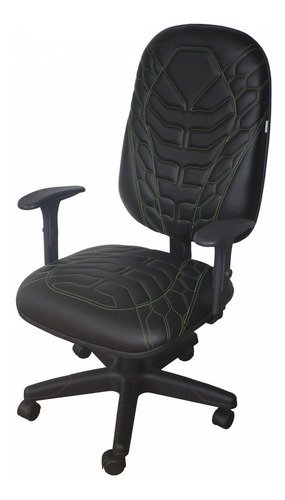 Cadeira Gamer Naja Braço Regulável Modelo Presidente Cor Costura Verde