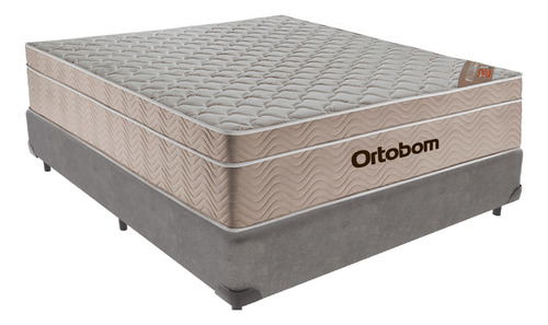 Cama Box Casal Corino E Colchão Airtech M. Ensacadas Ortobom Cor Cinza