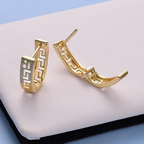 Jolchif Pendientes Griegos De Aro Huggie Para Mujer, Pendien