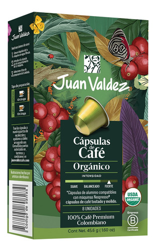 Café Juan Valdez Orgánico, Caja Con 8 Cápsulas