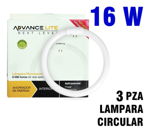 3 Piezas Fluorescente Lampara Circular Tubo T5 16w Repuesto