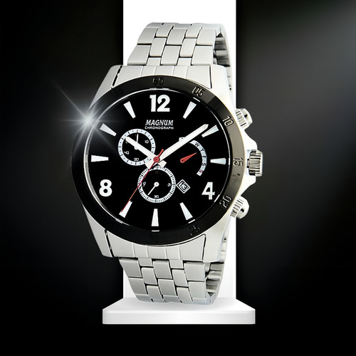 Relógio Masculino Magnum Cronógrafo Ma35244t - Prata Cor do bisel Prateado