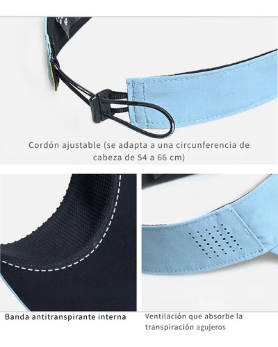 Visera Deportiva Elastizada Running Trail Trekking Aonijie Negro Ajustable (54 A 66cm)