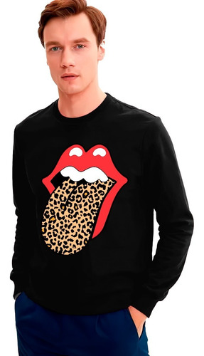 Polera Manga Larga Rolling Stone Animal Print Oversiz Unisex