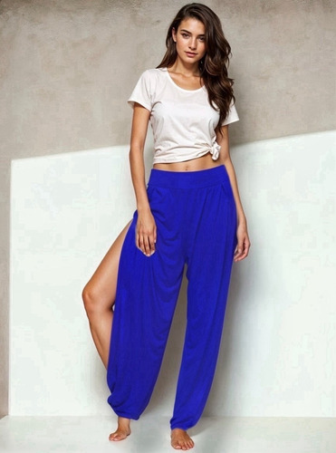 Pantalón Holgado Con Abertura Lateral Ajuste En Tobillo #238