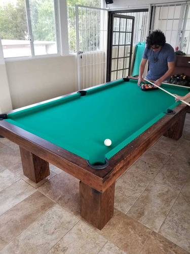Imagen 3 de 3 de Mesa De Billar Rústica En Madera De Pino