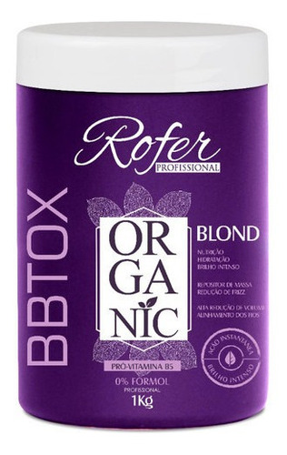 Imagem 1 de 6 de Botox Orgânico Matizador Zero Formol Rofer Profissional 1kg