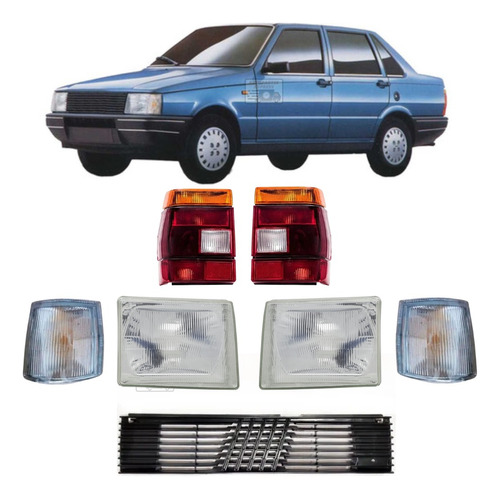 Juego Opticas Faros Y Parrilla Fiat Duna 1989 1990 1991 Cr