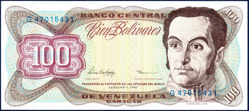 Billete De 100 Bolívares G8 Febrero 5 1998 Simón Bolívar