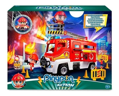 Pinypon Action Camion Bomberos C/figura Accesorios 16237 Edu Color Rojo