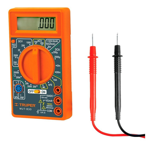 Tester Digital Truper Escolar 9 Volts Diodo Y Transistor