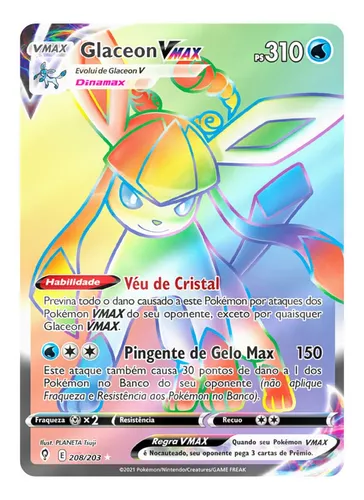 Carta Pokémon Glaceon Vmax Rainbow Céus Em Evolução