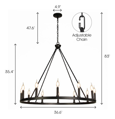 Lámpara De Araña De 12 Luces Estilo Vela, Estilo Retr...