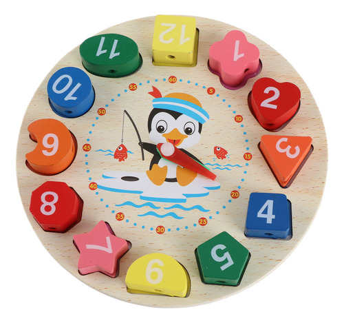Reloj Didáctico De Madera Con Figuras Educativas Para Niños
