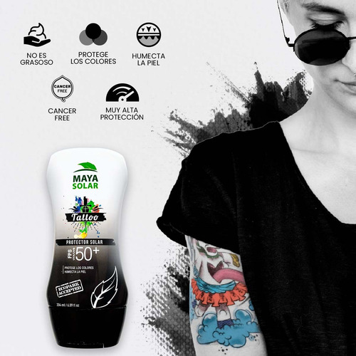 Maya Solar Bloqueador Para Tattoos. Protege Y Humecta Fps 50