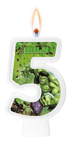 Número 5 - Vela O Incrível Hulk - Bolo, Aniversário E Festa