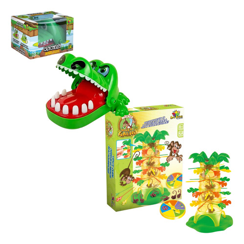 Kit Jogos Crocodilo Morde Dedo + Pula Macaco Equilíbrio Zein