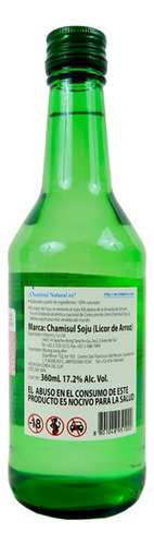 Alcohol Coreano Soju Jinro Sabor Chamisul Fresh 2 Pzas 360ml