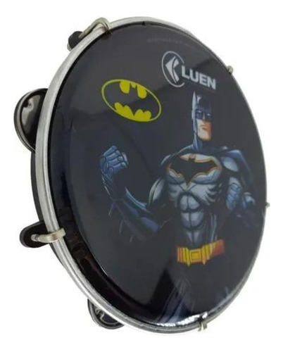 Pandeiro Infantil Luen 8 Heróis Warner Bros Abs Platinelas Cor Preto Batman