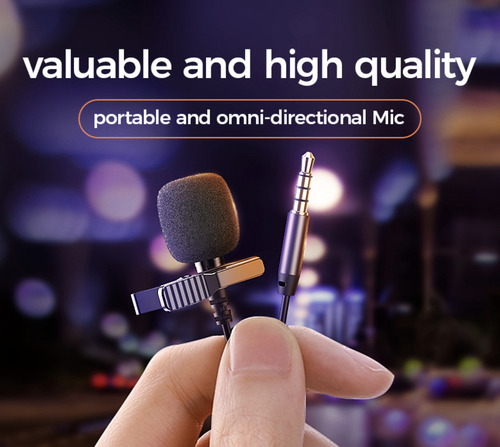 Micrófono Joyroom Condensador Lavalier De Solapa Con Clip 3.5mm Para Celular Y Pc