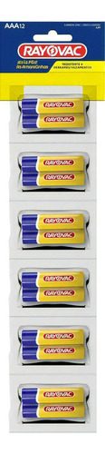 Pila Rayovac Carbon Zinc Aaa Tira Con 12 Piezas 1.5v